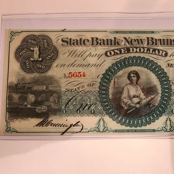State Bank of New Brunswick $1 Obsolete Banknote, Ca. 1860 - Picture 1 of 7